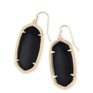 Kendra Scott Danielle Gold Drop Earrings in Black Opaque Glass